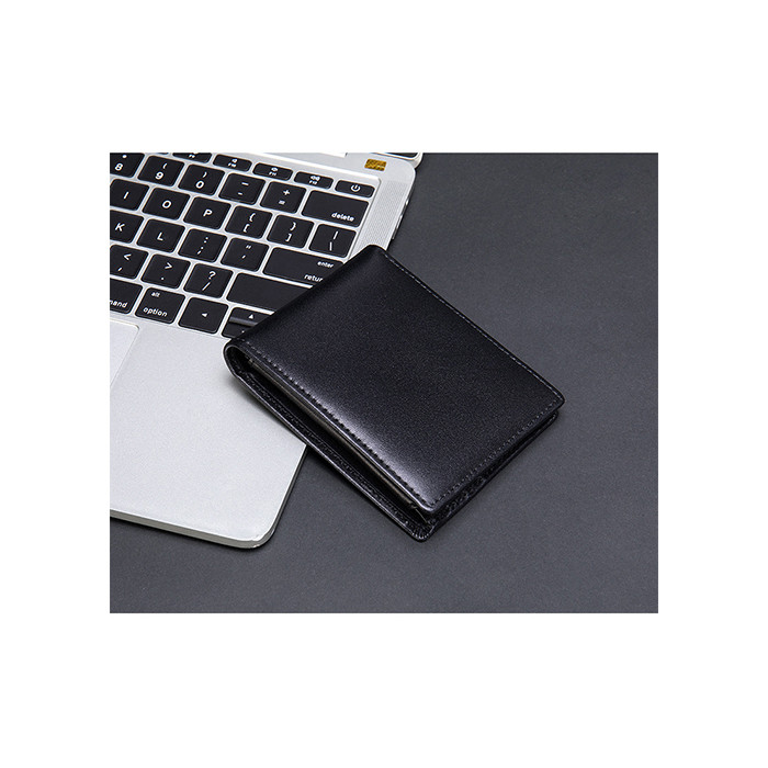 Ví nam ngang da bò BHM7328 chống RFID - Màu Đen