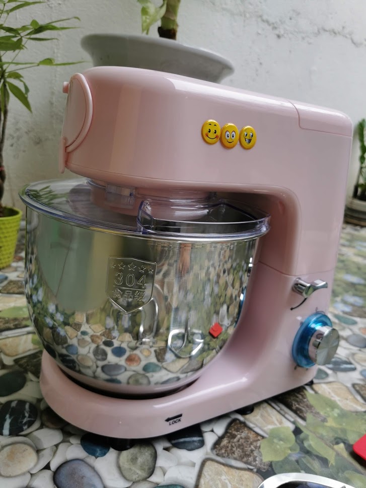 Máy trộn bột đánh bột đánh trứng đánh kem cao cấp màu hồng công suất mạnh 1500w dung tích 7L