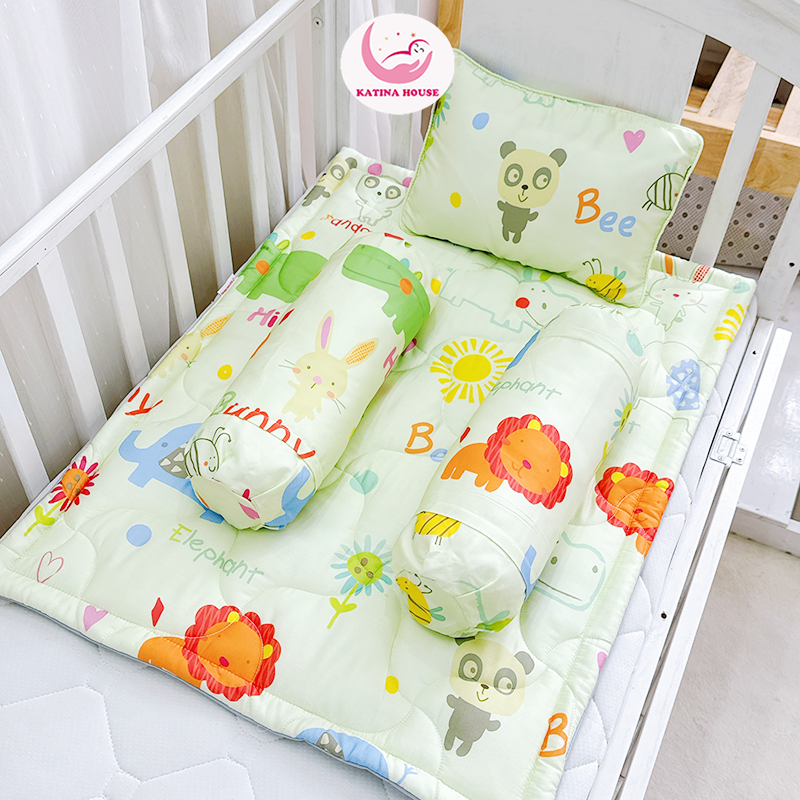 Bộ gối nệm trẻ sơ sinh Katina House, vải Tencel mềm mịn, mát, nệm chống thấm
