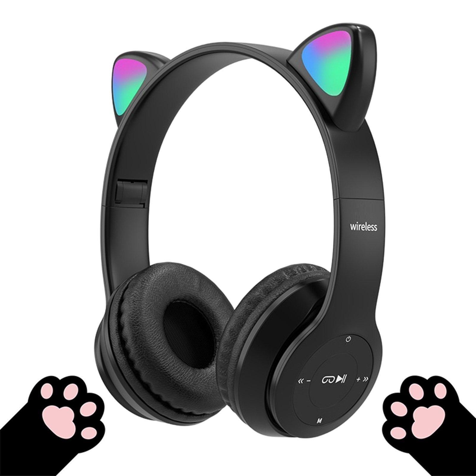 Wireless Headset LED Light Surround Sound for Laptop black