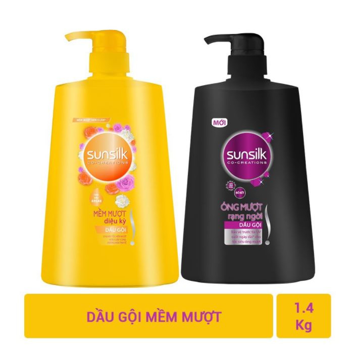 COMBO 2 Chai dầu gội Sunsilk Óng mượt rạng ngời - Đen 1400g