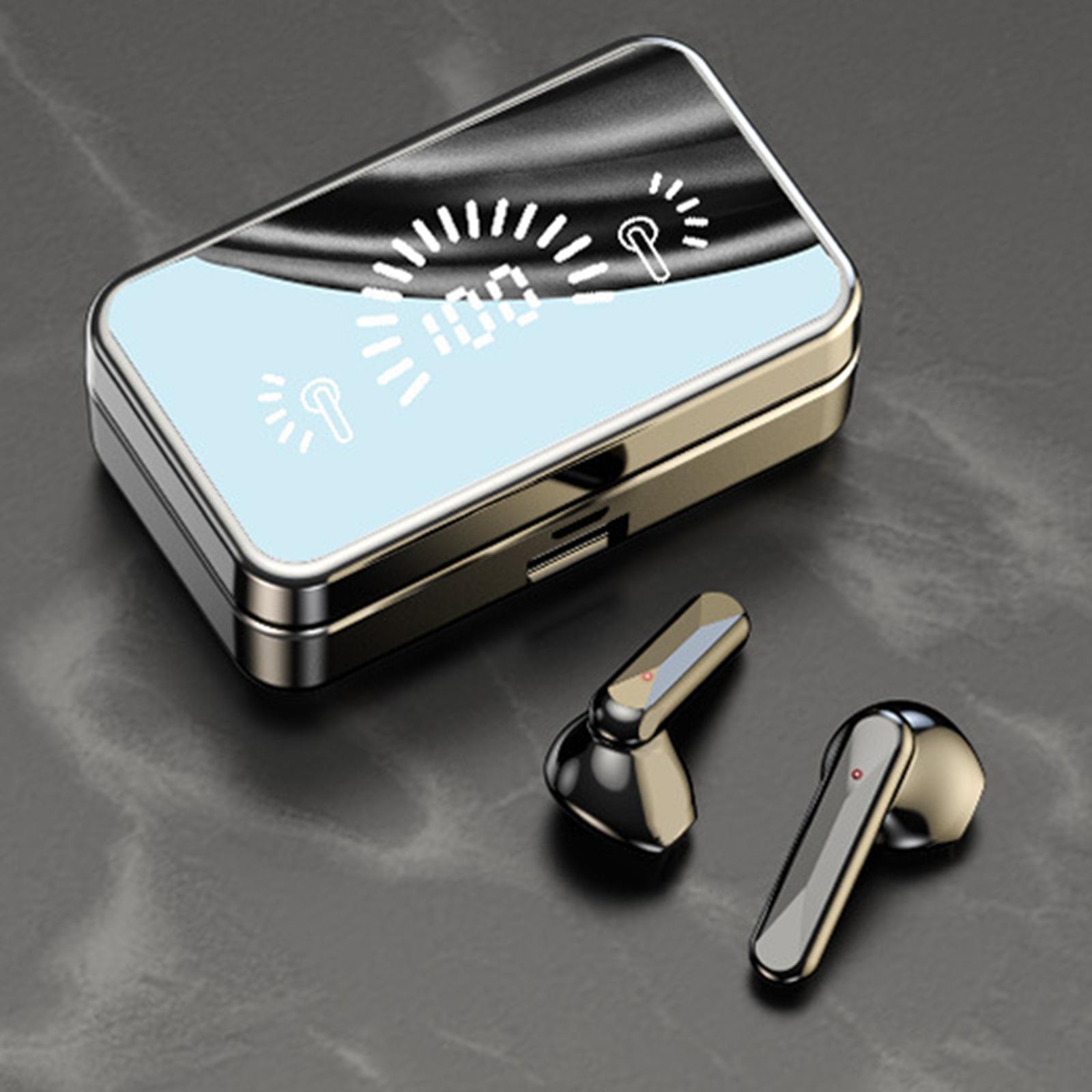 Mini Wireless Earbuds Earphones Touch Function Headphones Lightweight Heavy Bass Mirror with HD Mic Meeting