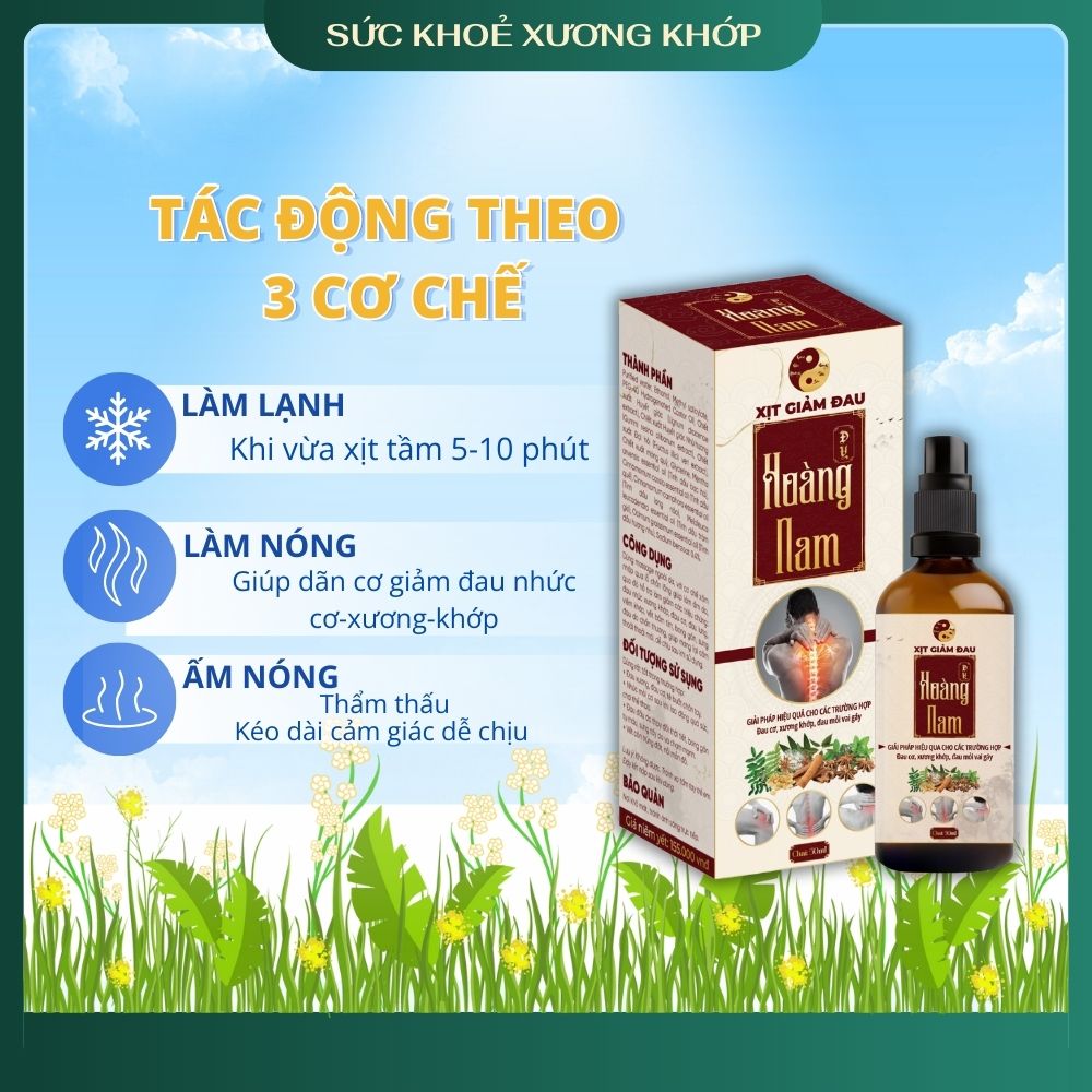 Xịt giảm đau Đông Y Hoàng Nam hỗ trợ giảm đau cơ xương khớp cho người lớn tuổi Chai 50ml