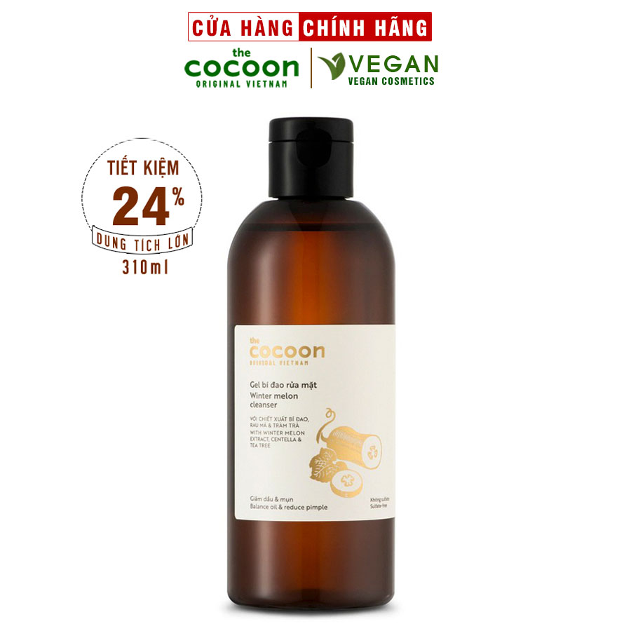 Gel rửa mặt bí đao Cocoon 310ml kiềm dầu sạch mụn thuần chay