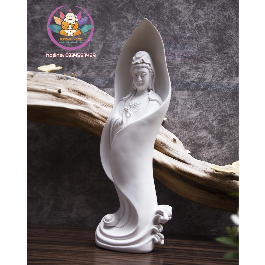 Tượng Mẹ Quan Âm cao 46cm màu trắng sứ ngà trang trí nội thất nhà cửa- phong thủy- thờ cúng