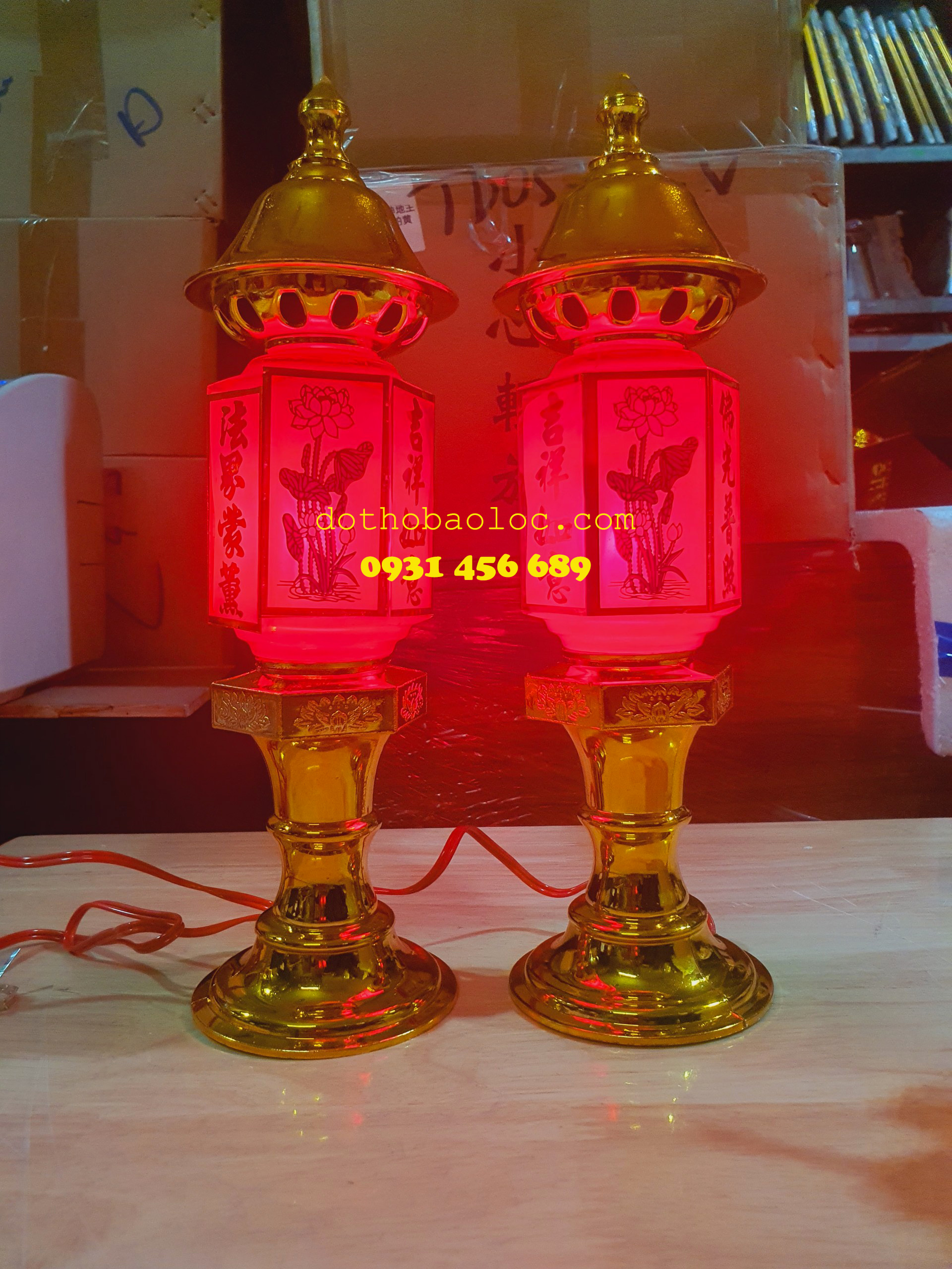 Cặp đèn thờ phú quý cao 31cm