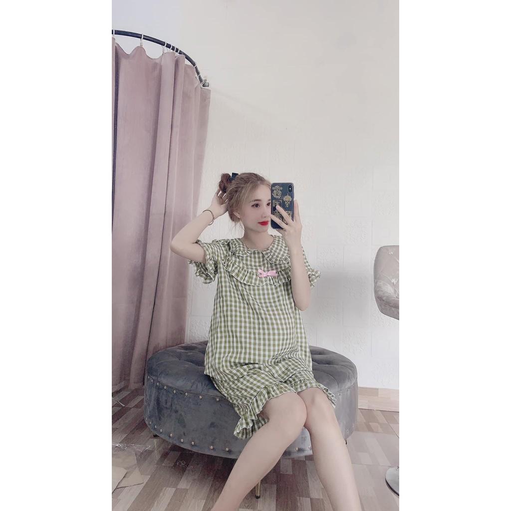 Bộ đồ bầu kết hợp cho con bú sau sinh mềm mịn kẻ sọc trẻ trung cho mẹ bầu