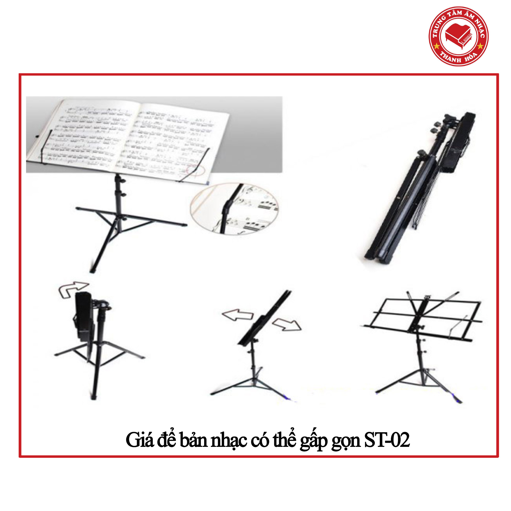 Giá nhạc, giá để bản sách/ sách nhạc có thể gấp music stand ST-02 - Hàng cao cấp