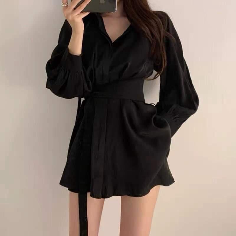 Bộ Vest Nữ Quần Đùi Dây Eo Dài Tay Chất Đũi