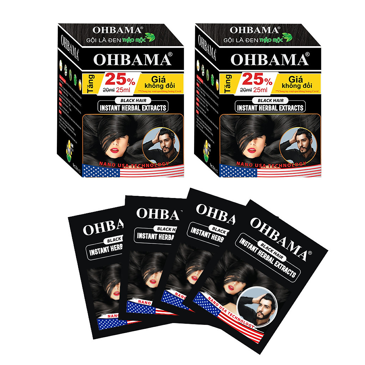 Dầu Gội Phủ Bạc OHBAMA Gội Là Đen Thảo Mộc