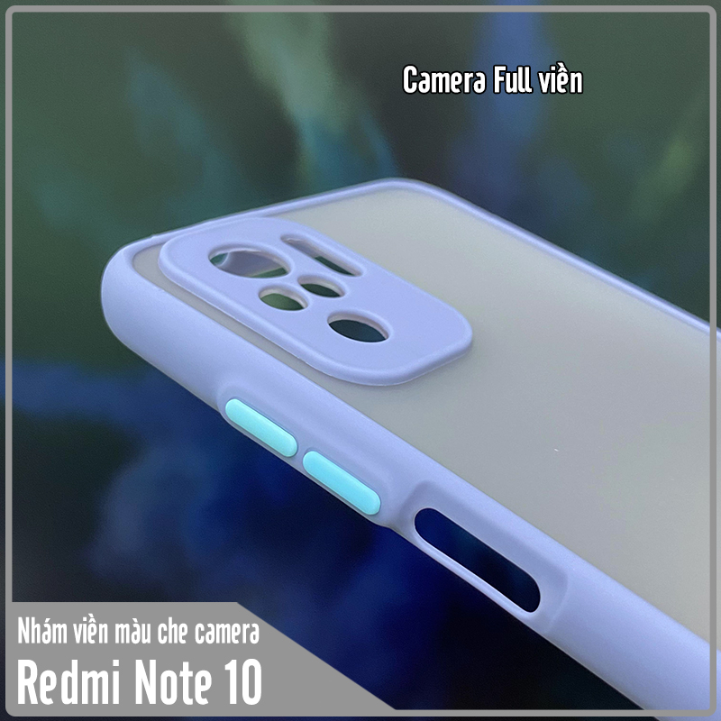 Ốp lưng cho Xiaomi Redmi Note 10 nhám viền màu che camera