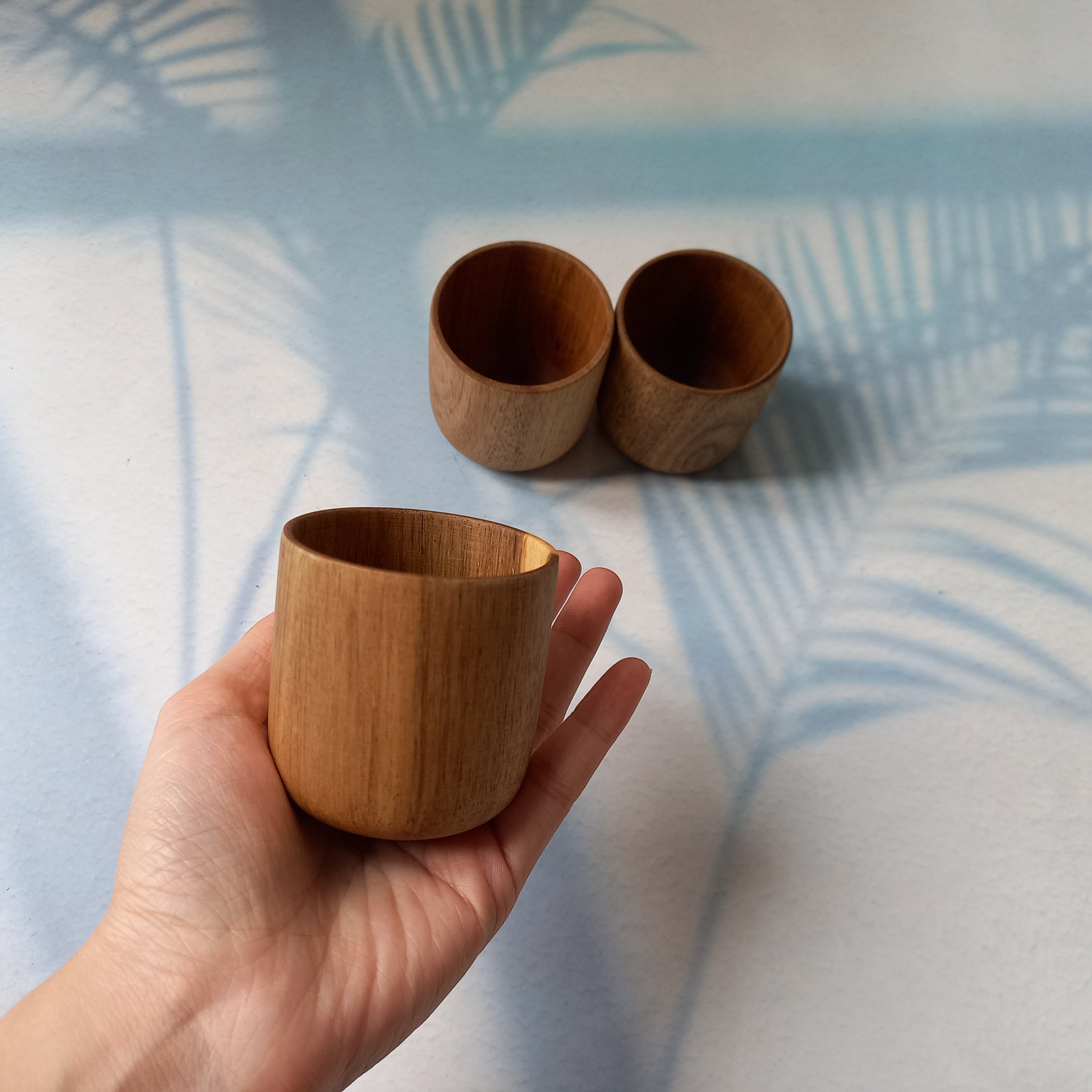 Cốc gỗ keo nhỏ xinh 6x6cm, an toàn sức khỏe uống trà uống nước decor chụp ảnh