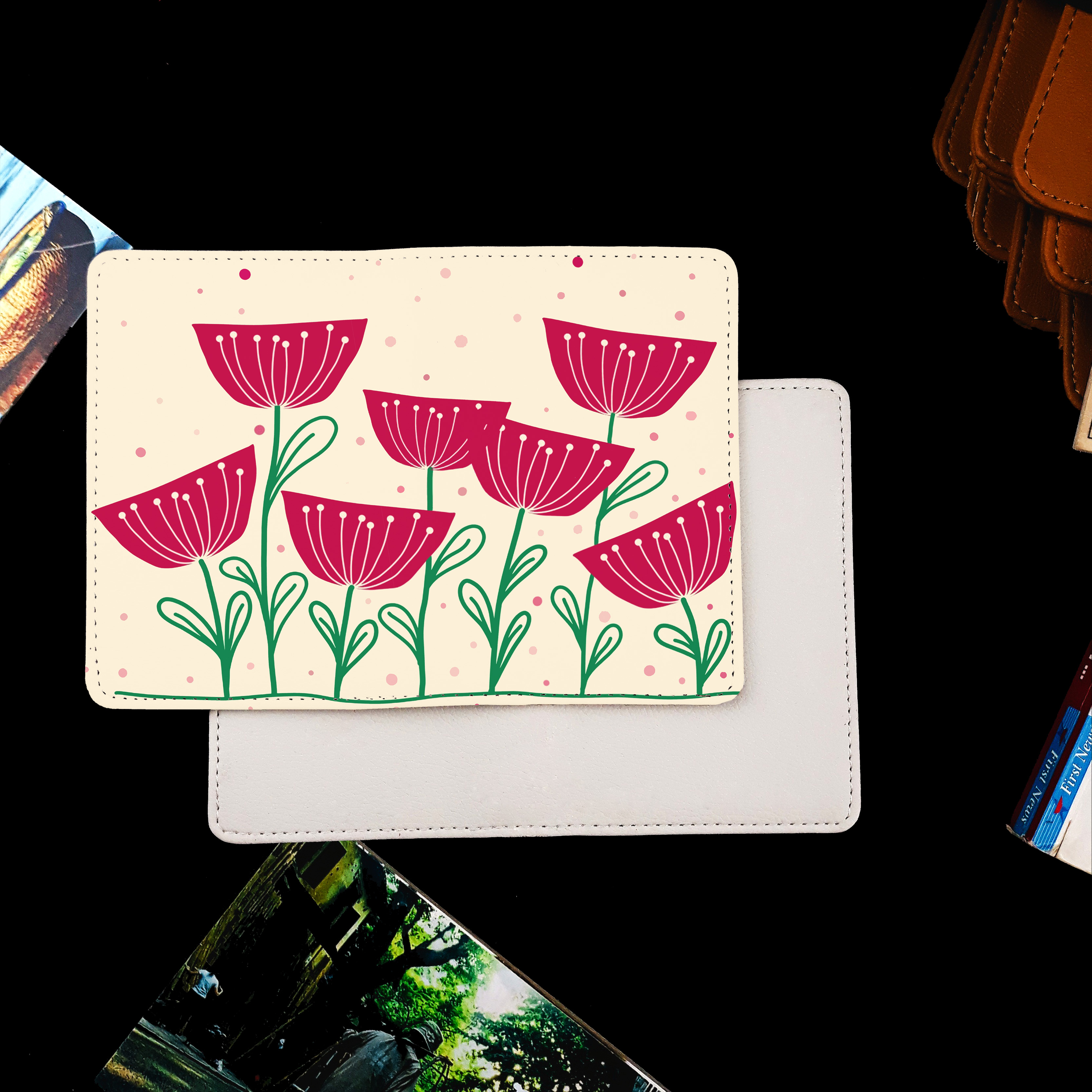 Bao Da Hộ Chiếu Hoạ Tiết HOA - Ví Đựng Passport Du Lịch Và Phụ Kiện - PPT062