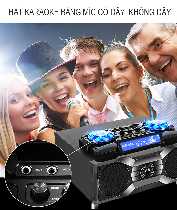 Loa karaoke gồm 2 micro không dây kết nối bluetooth D221 ( hàng nhập khẩu ) tặng 1 bộ chuyển đổi cáp quang