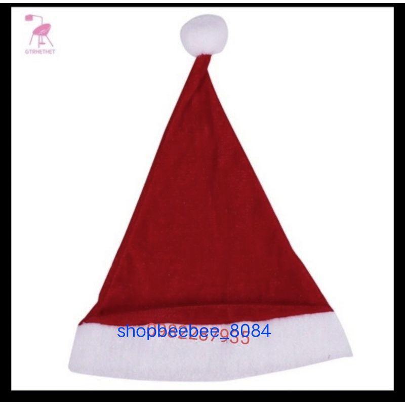 Mũ ông già noel nỉ nhung trơn hàng đẹp