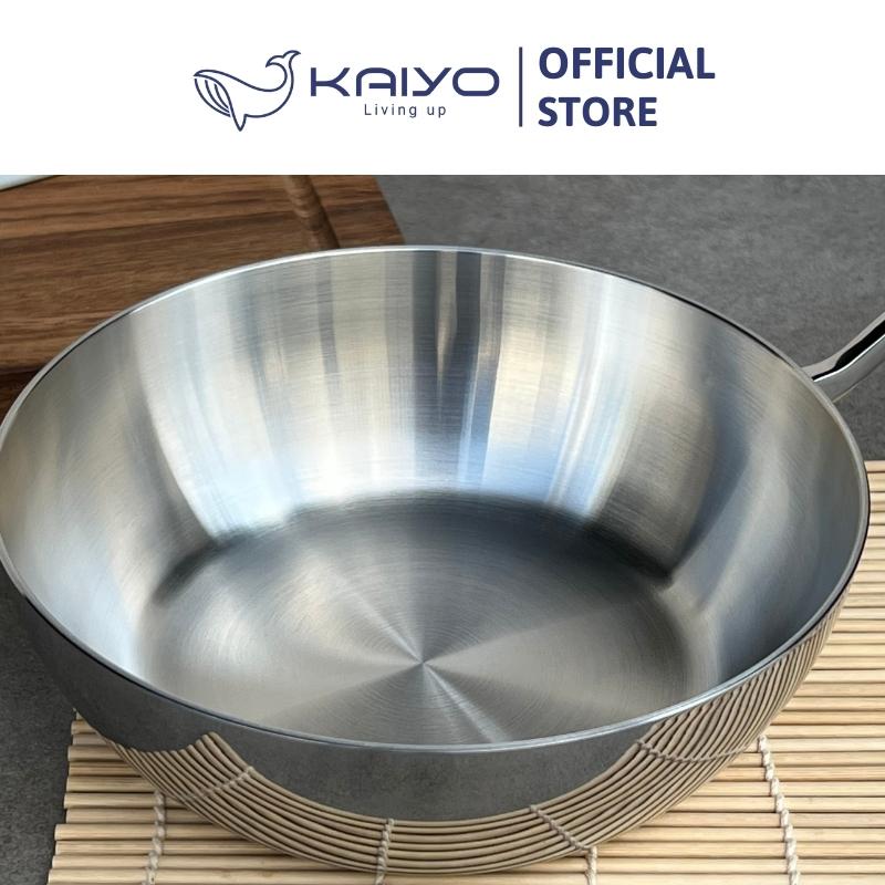 Chảo inox trơn sâu lòng thân đáy liền 3 lớp Tri-Ply Kaiyo, size 24cm