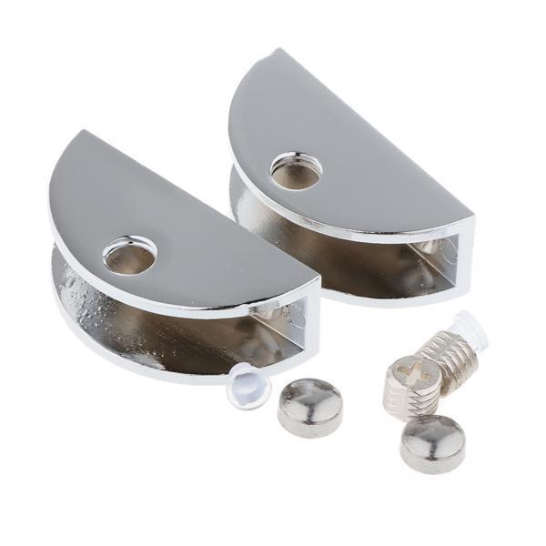 3x2pc Zinc Alloy Fixed Glass Half Circle Adjustable Glass Brackets 8-10mm