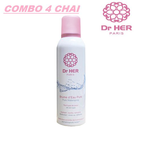 Combo 4 chai xịt khoáng cấp ẩm da Dr Her Paris 150ml
