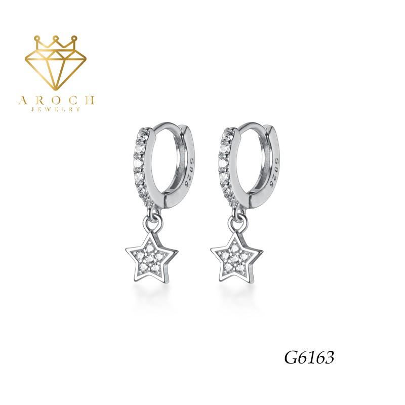 Khuyên tai bạc Ý s925 gắn sao 5 cánh G6163 - AROCH Jewelry