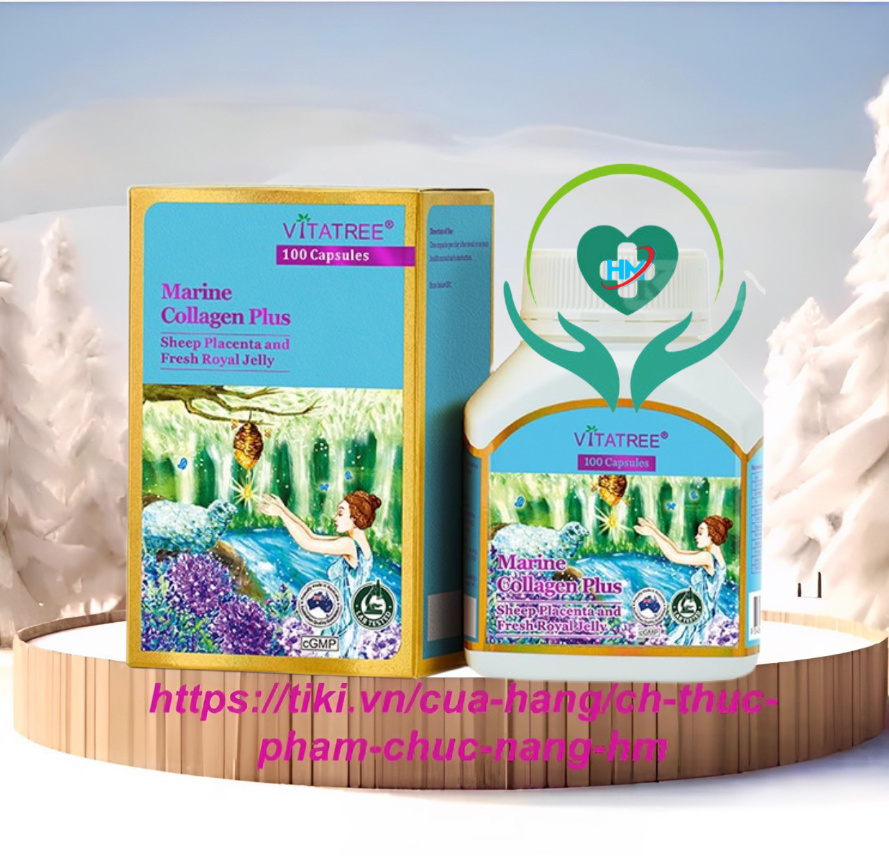 Viên uống Vitatree Marine Collagen plus , hộp 100v, làm đẹp da, chống lão hoá, nhập khẩu Úc