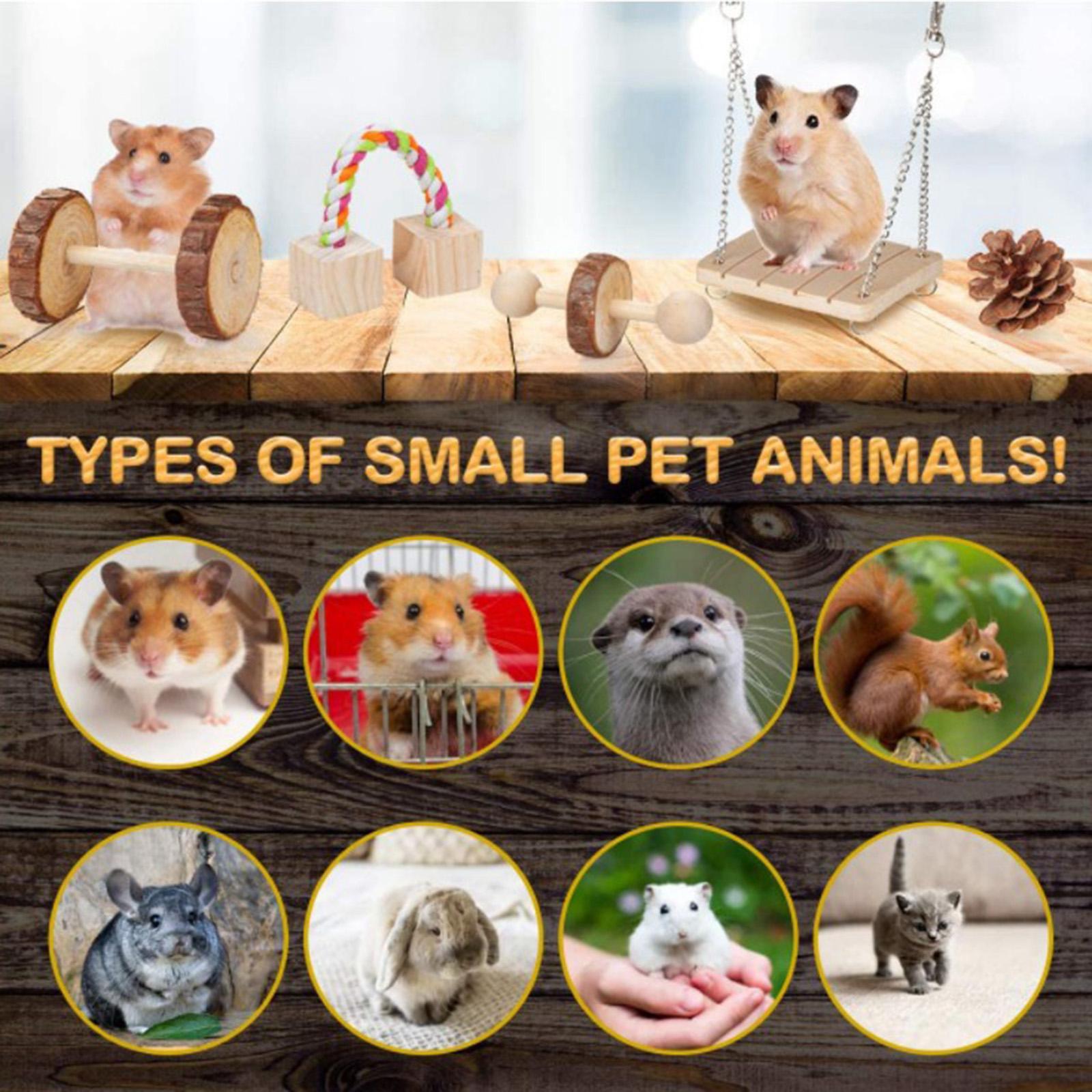 Hamster Guinea Pig Toys - Wooden Playing Toy Exercise Bell Roller Teeth Care Molar Toy for Guinea Pig Chinchilla Hamster Parrot Bunny Fun Small Pets