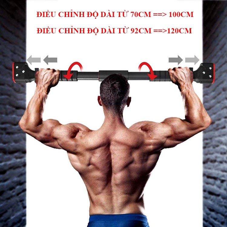 Xà Đơn Treo Tường Gắn Cửa Đa Năng Độ Dài Tùy Chỉnh Giúp Bạn Tập Gym, Tập Cơ Bụng, Cơ Vai, Cơ Xô 60-120Cm - Chính Hãng miDoctor