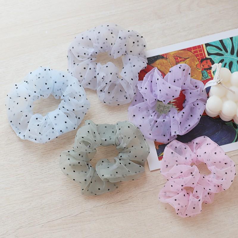 Dây buộc tóc Scrunchies chấm bi size nhỏ EAFIT 007