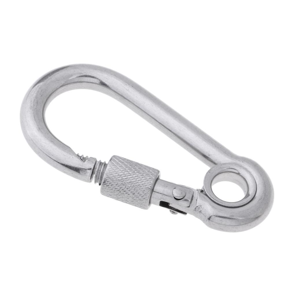 2x Stainless Steel Safety Carabiner Spring Screwgate for Camping Hammock
