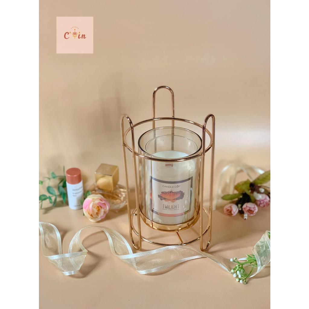 Đế nến đá hoa màu vàng - Chân nến đính đá hoa sang trọng hiện đại, candle holder decor home, trang trí hiện đại