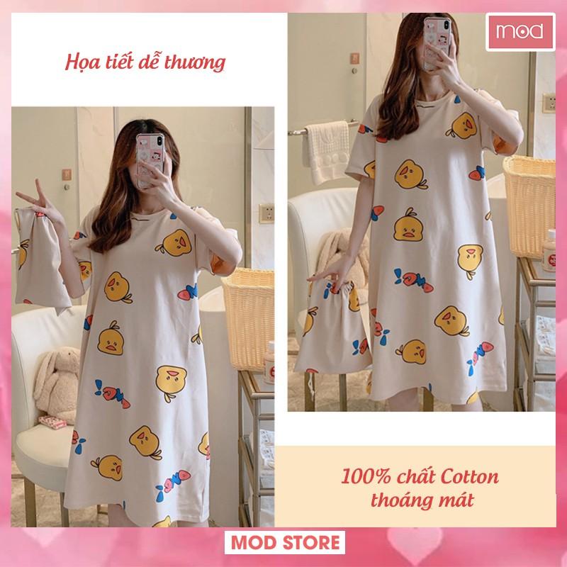 Váy Mặc Nhà Váy Ngủ Họa Tiết Đáng Yêu, Chất Cotton Mềm Mịn Diện Hè V6