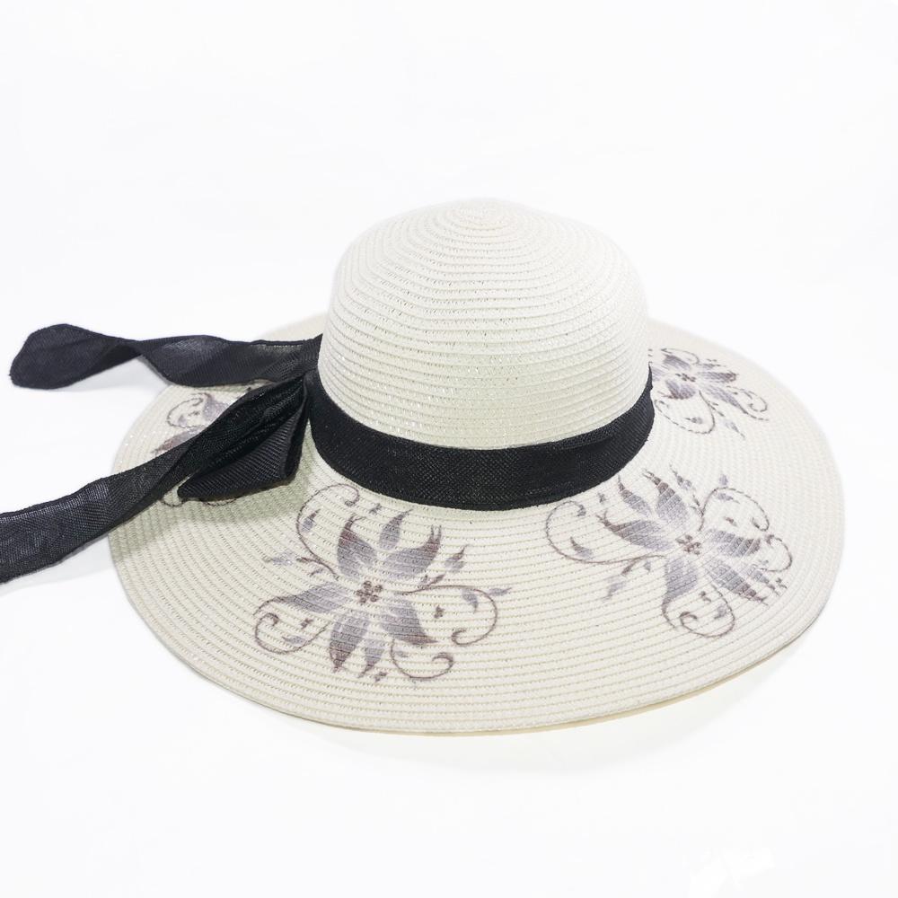 Mũ cói hoa to và nơ vành rộng 12 cm, vòng đầu 56 cm - chất liệu vải cói đẹp thích hợp cho chị em phụ nữ
