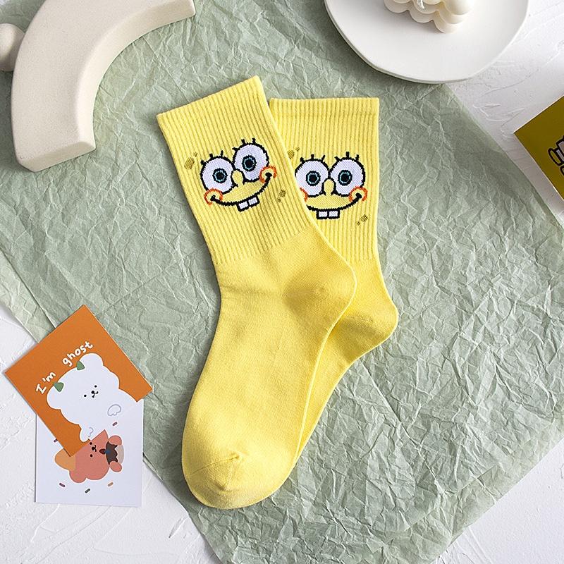 Vớ Cotton Nguyên Chất In Họa Tiết Hoạt Hình Spongebob Phong Cách Âu Mỹ Thời Trang Cho Học Sinh