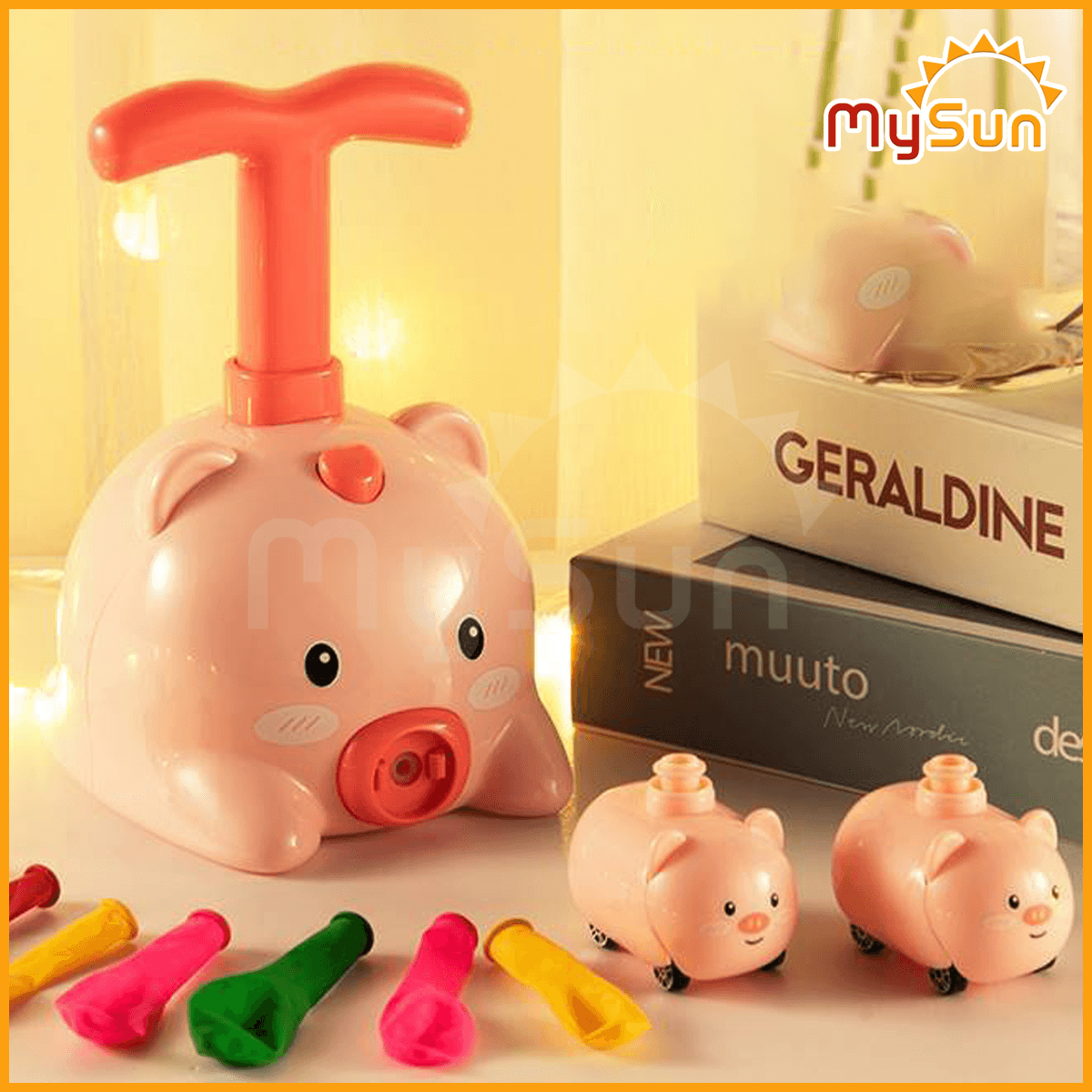 Đồ chơi bơm thổi bong bóng bay mini bằng tay phóng xe ô tô cho bé giải trí MySun
