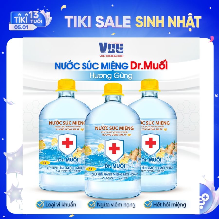 Nước súc miệng Dr. Muối hương Gừng ấm áp (1000ml)