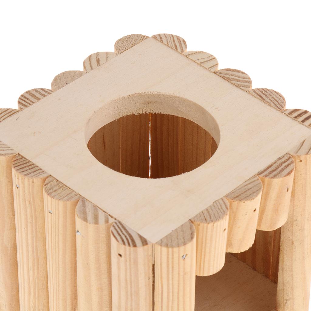 Hamster Nest Double Holes Hut Gerbil Mouse Small Animal Wood Castle
