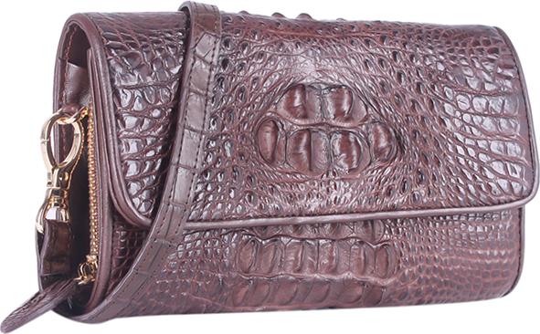 Túi Đeo Nữ Da Cá Sấu Huy Hoàng HT6258 (12 x 21 cm) - Nâu Đất
