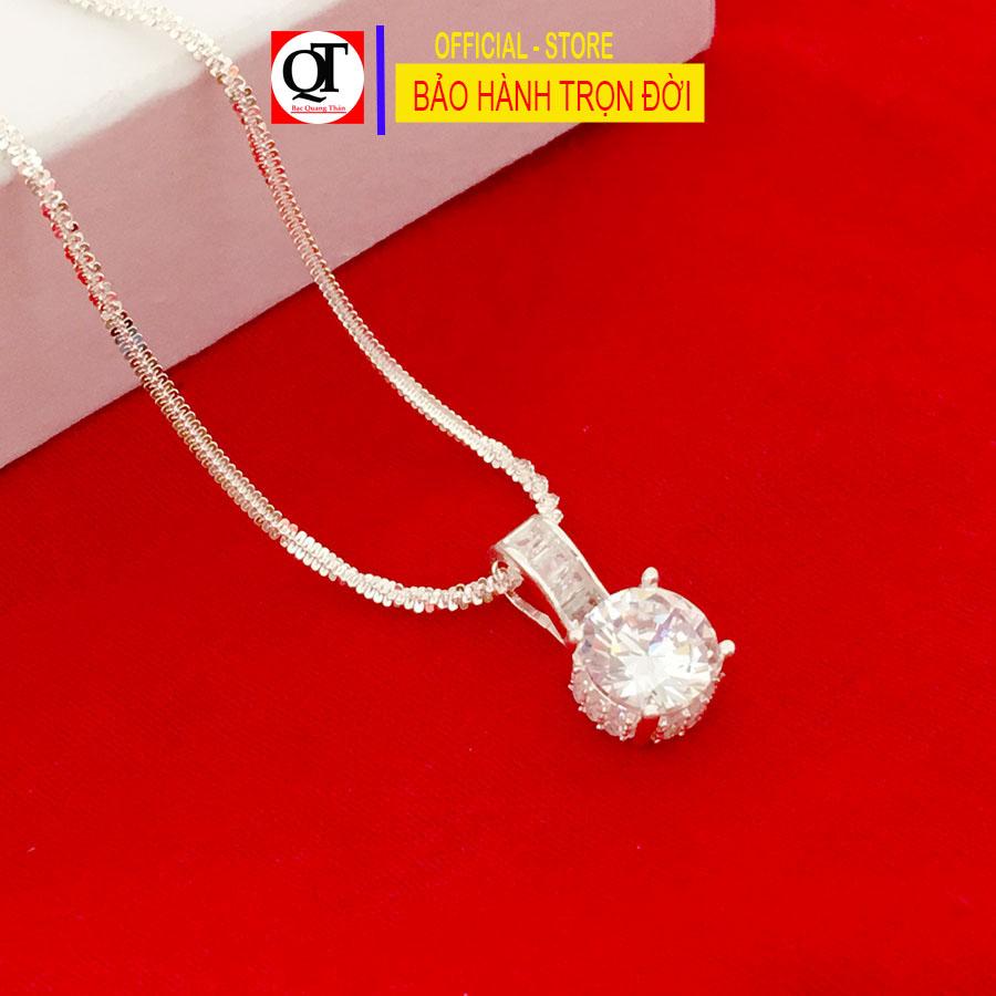 Dây chuyền bạc nữ mặt dây phong cách Hàn Quốc đính đá kim cương nhân tạo size 8mm chất liệu bạc ta Bạc Quang Thản