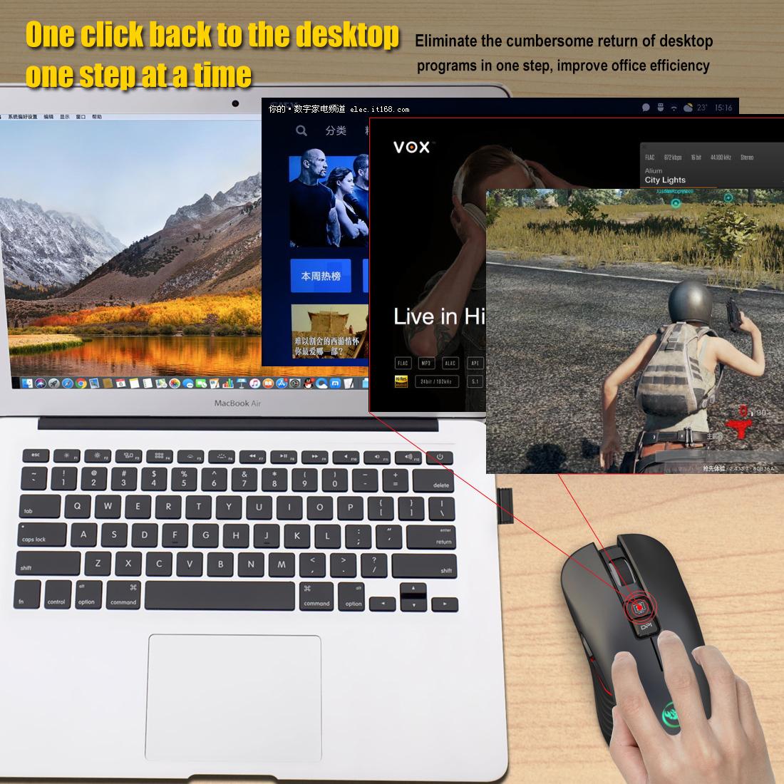 Sữa Ong Chúa Lược 2.4 Ghz Chuột Chơi Game Không Dây Pin Sạc 3600DPI Có Thể Điều Chỉnh USB Loại C Silent Chuột Cho Macbook Laptop game Thủ