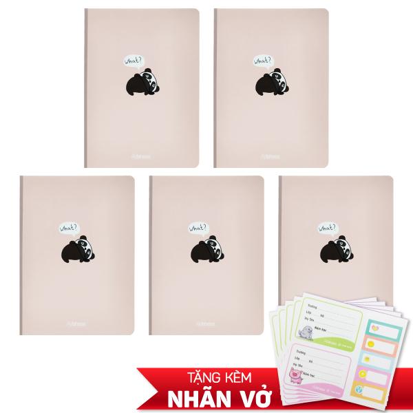 Combo 5 Tập Sinh Viên Cute Animal - Miền Nam - Kẻ Ngang Có Chấm - 200 Trang 80gsm - Fahasa 01 - Tặng Nhãn Vở Kèm Sticker