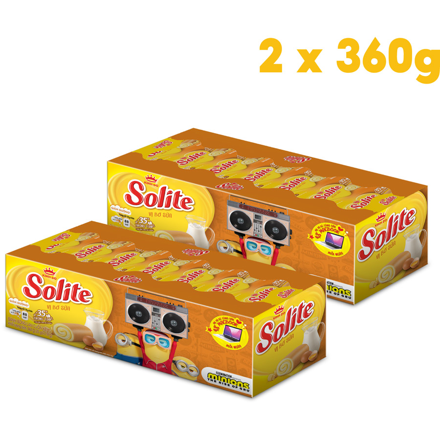 Combo 2 Hộp Bánh Bông Lan Tròn Kem SOLITE 360g