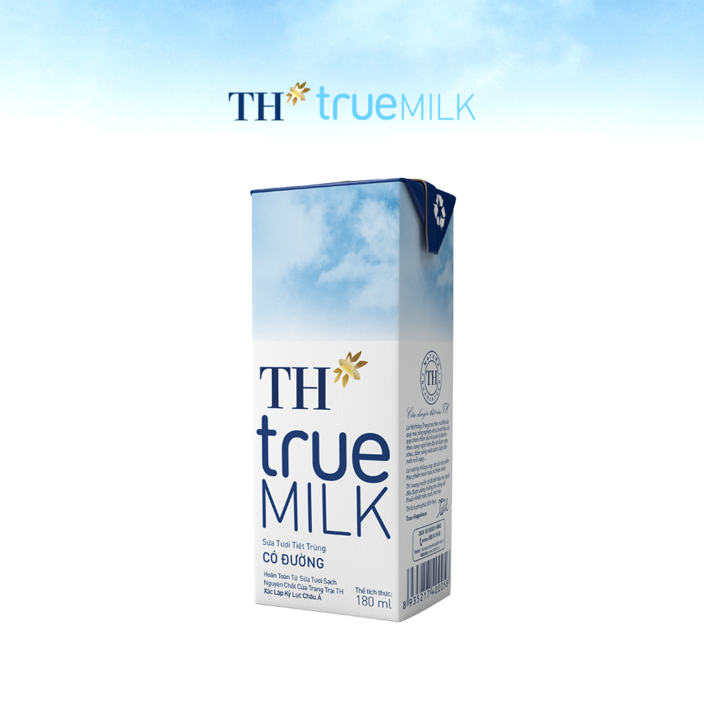 Thùng 48 hộp sữa tươi tiệt trùng có đường TH True Milk 180ml