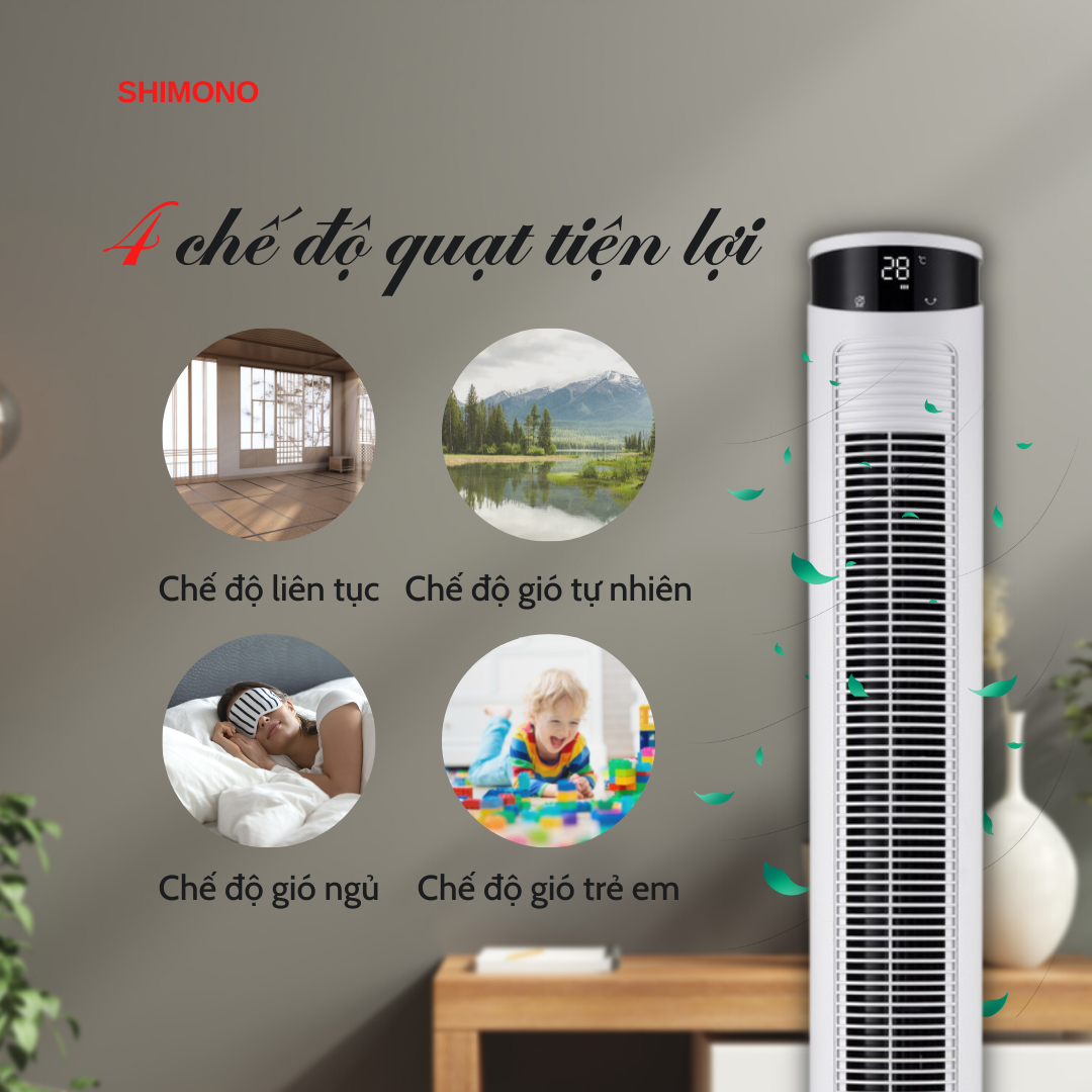 Quạt Tháp SHIMONO SM-TF46LS Cao Cấp Màn Hình LED Hiển Thị Nhiệt Độ BH 12 Tháng - 2 Màu lựa chọn Hàng Chính Hãng