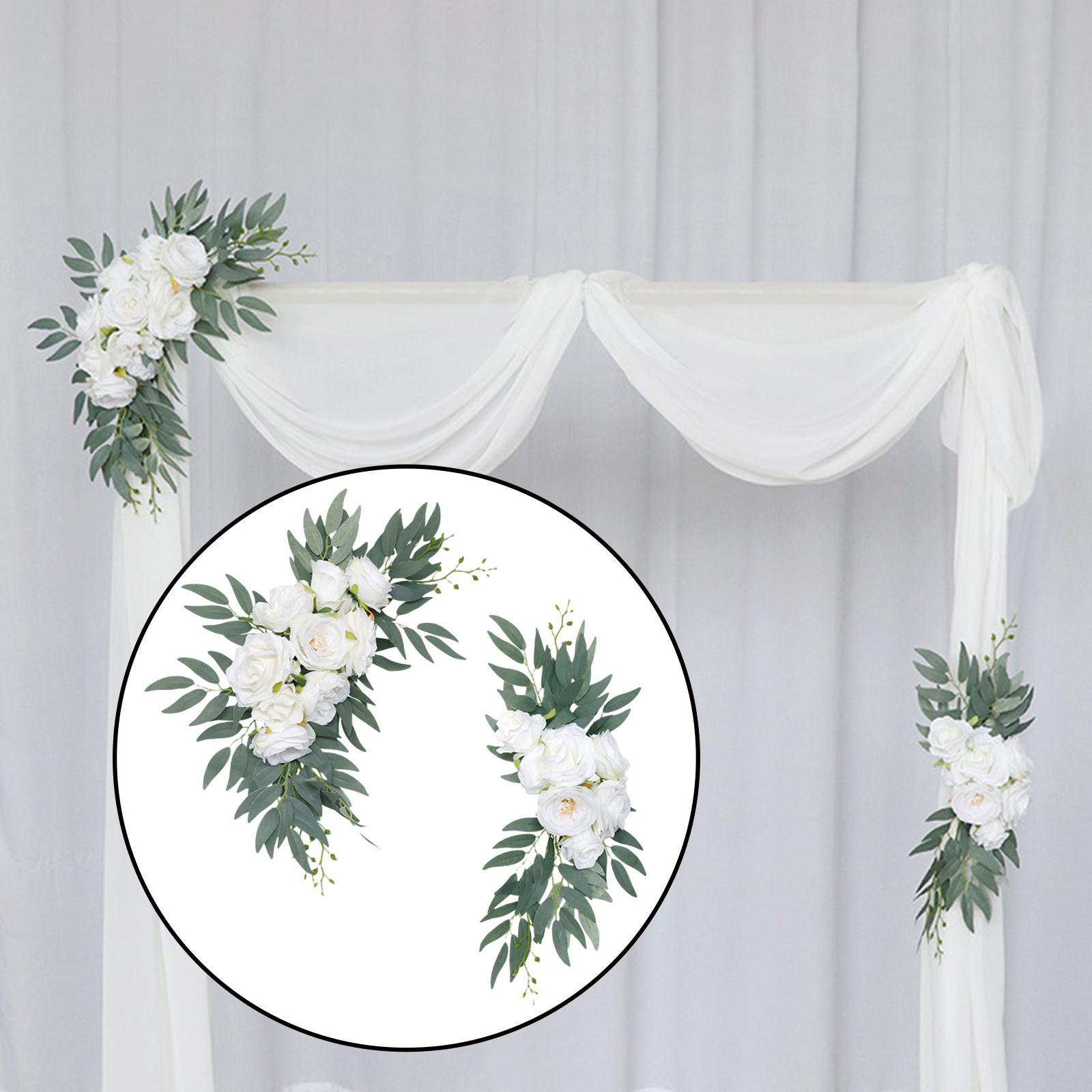 2Pcs Wedding Arch Flowers Swag Green Leaves for Wedding Wall Decorative