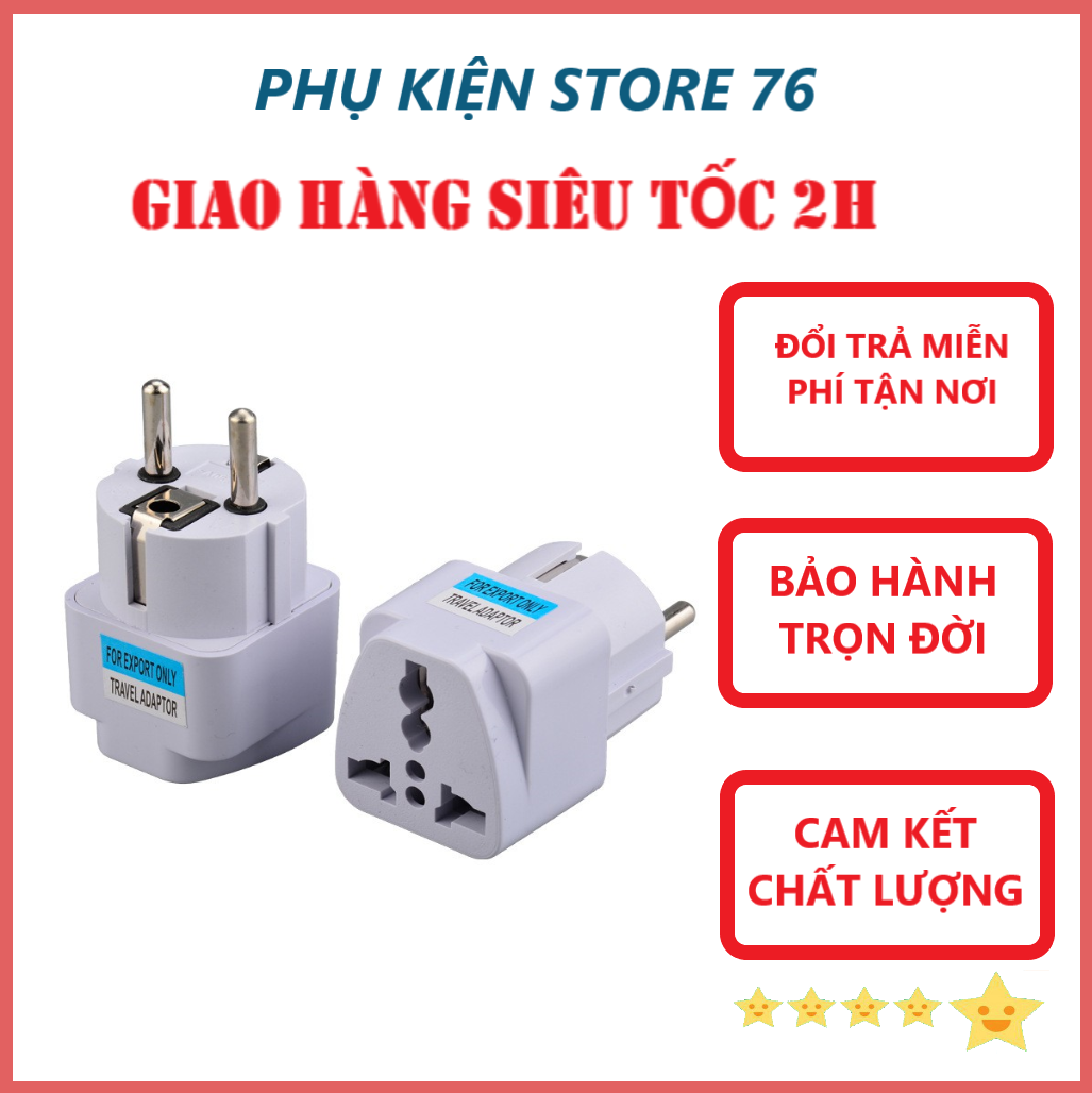 Combo 2 Bộ Chuyển Đổi Ổ Cắm 2 Chấu Thành 3 Chấu