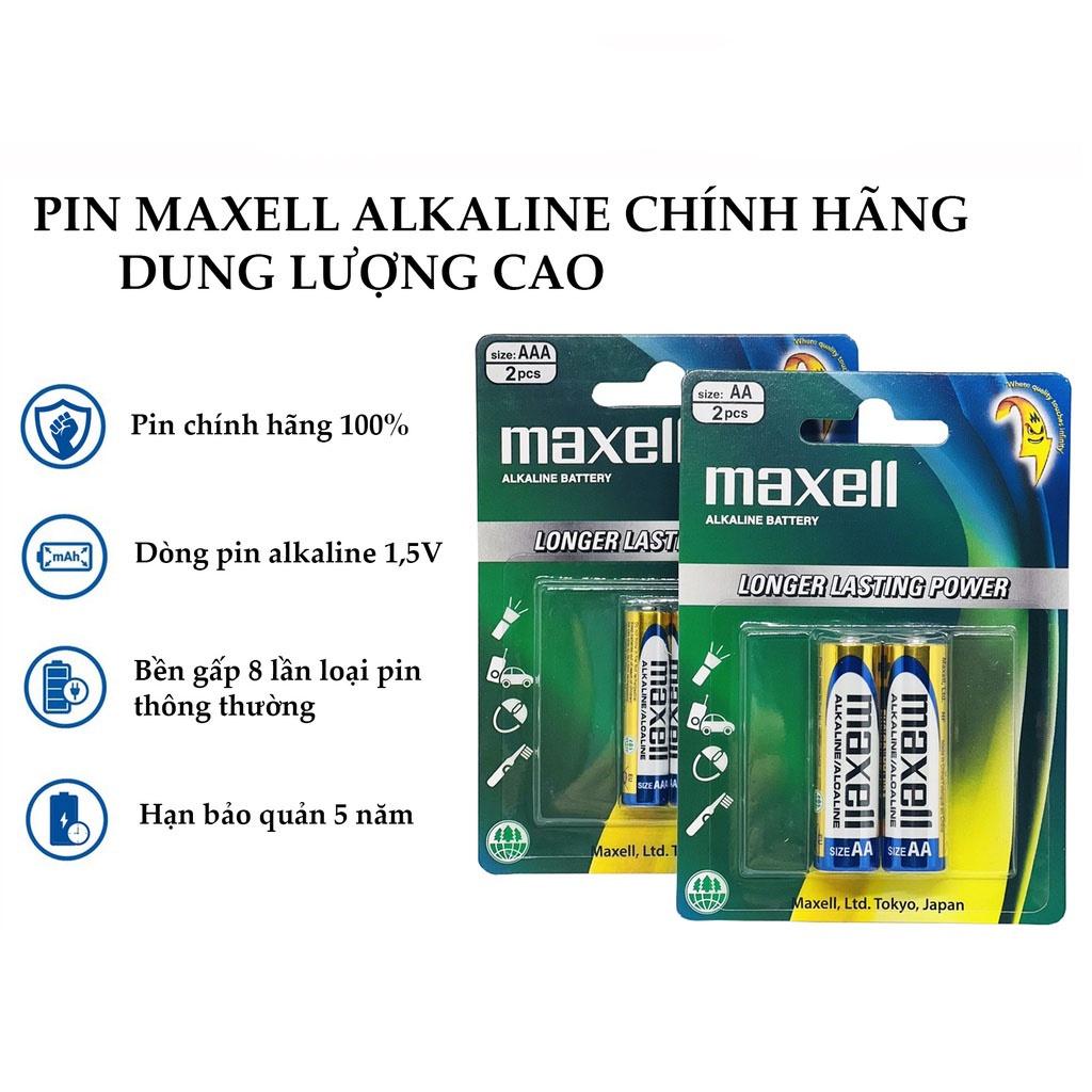 Pin AA (2A), AAA (3A) Maxell Alkaline LR3 LR6 Longer Lasting Power siêu bền chính hãng -vỉ 2 viên