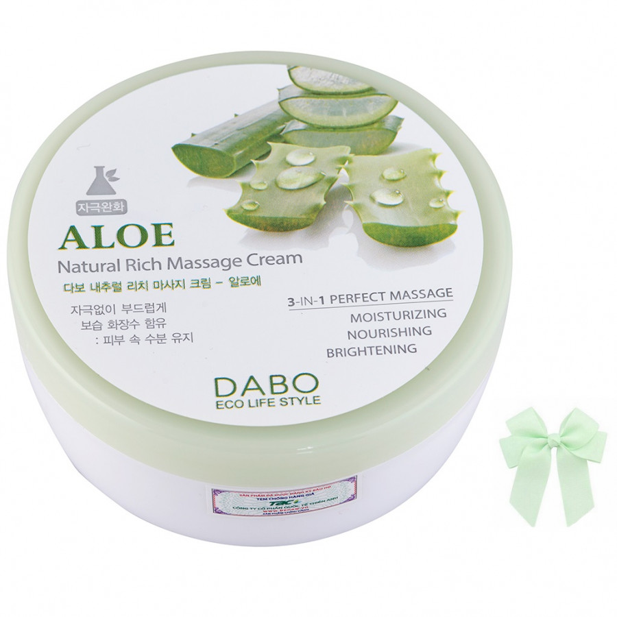 Kem massage mát xa dưỡng da chiết xuất lô hội  Dabo Hàn quốc ( 200ml) và nơ