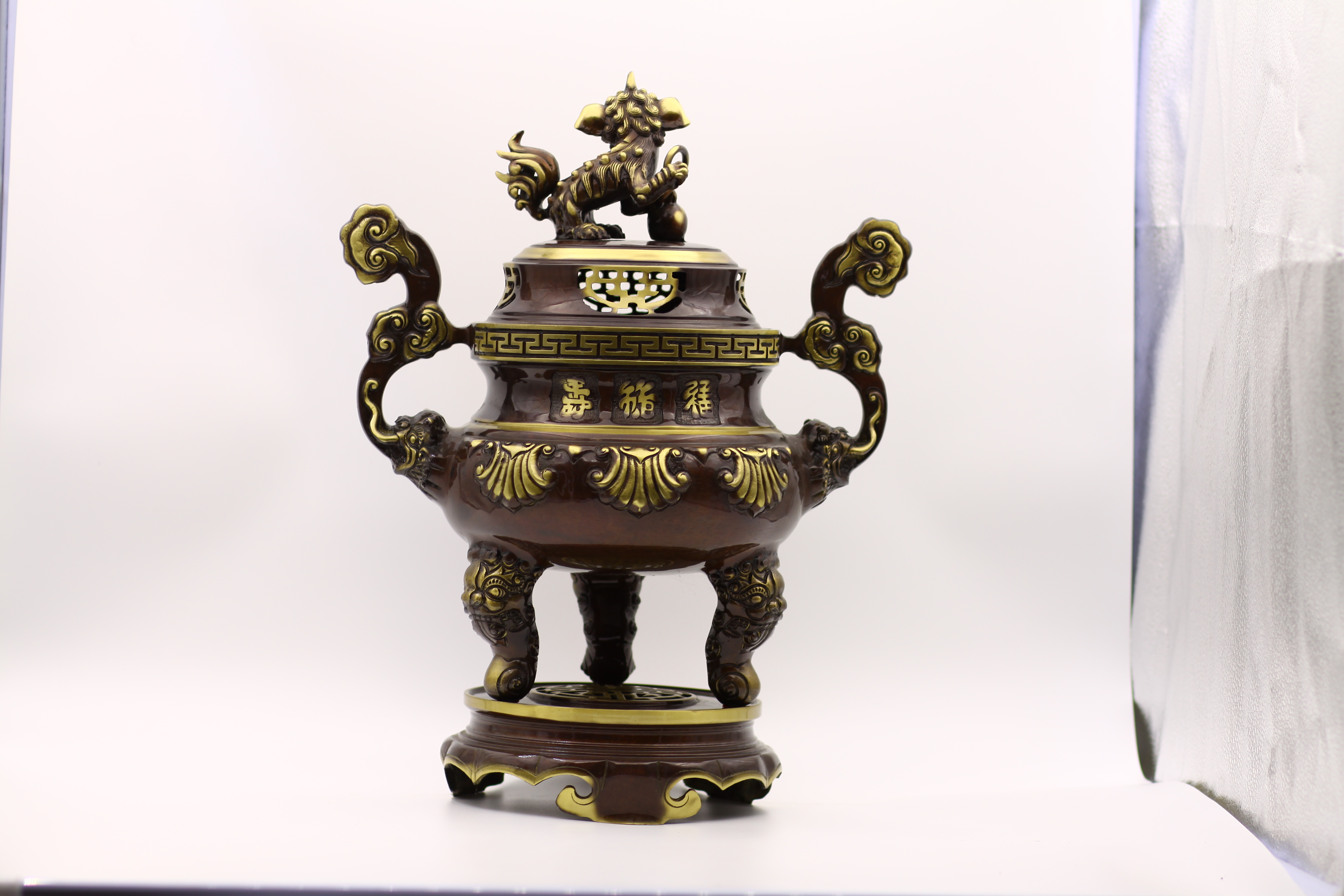 Đỉnh đồng mẫu Hoa Sòi Bằng Đồng Thau Đúc Công Nghệ 2 Màu 50cm