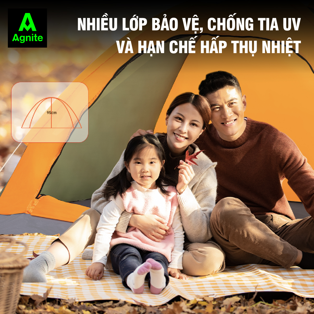 Lều cắm trại Agnite, lều picnic, lều dã ngoại tự bung, lắp và tháo dễ dàng nhanh chóng, nhiều mẫu mã, kích thước