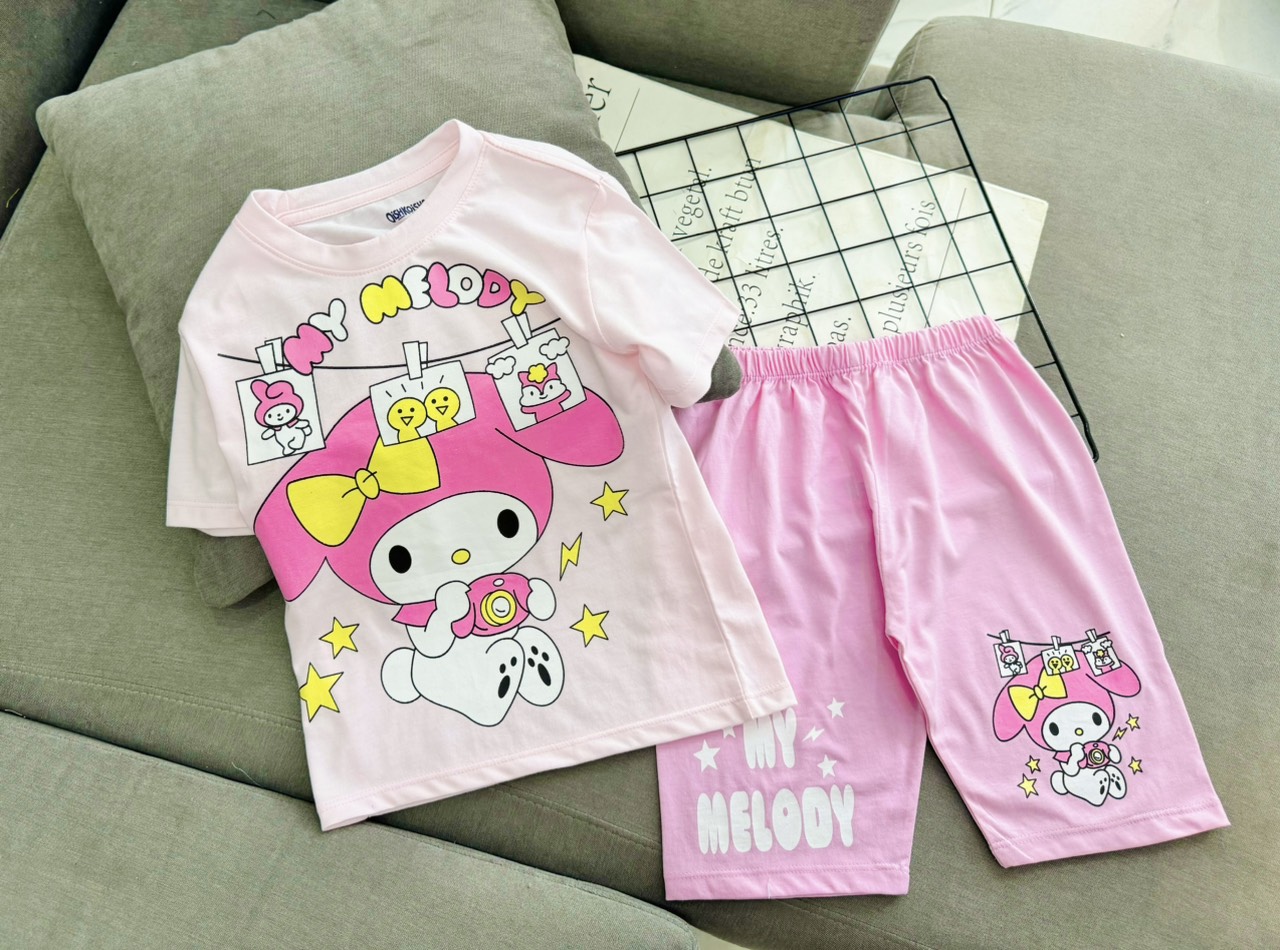Đồ bộ bé gái, Bộ cộc tay cho bé gái mặc nhà đi học đẹp từ 8-40kg chất cotton mềm mịn mát