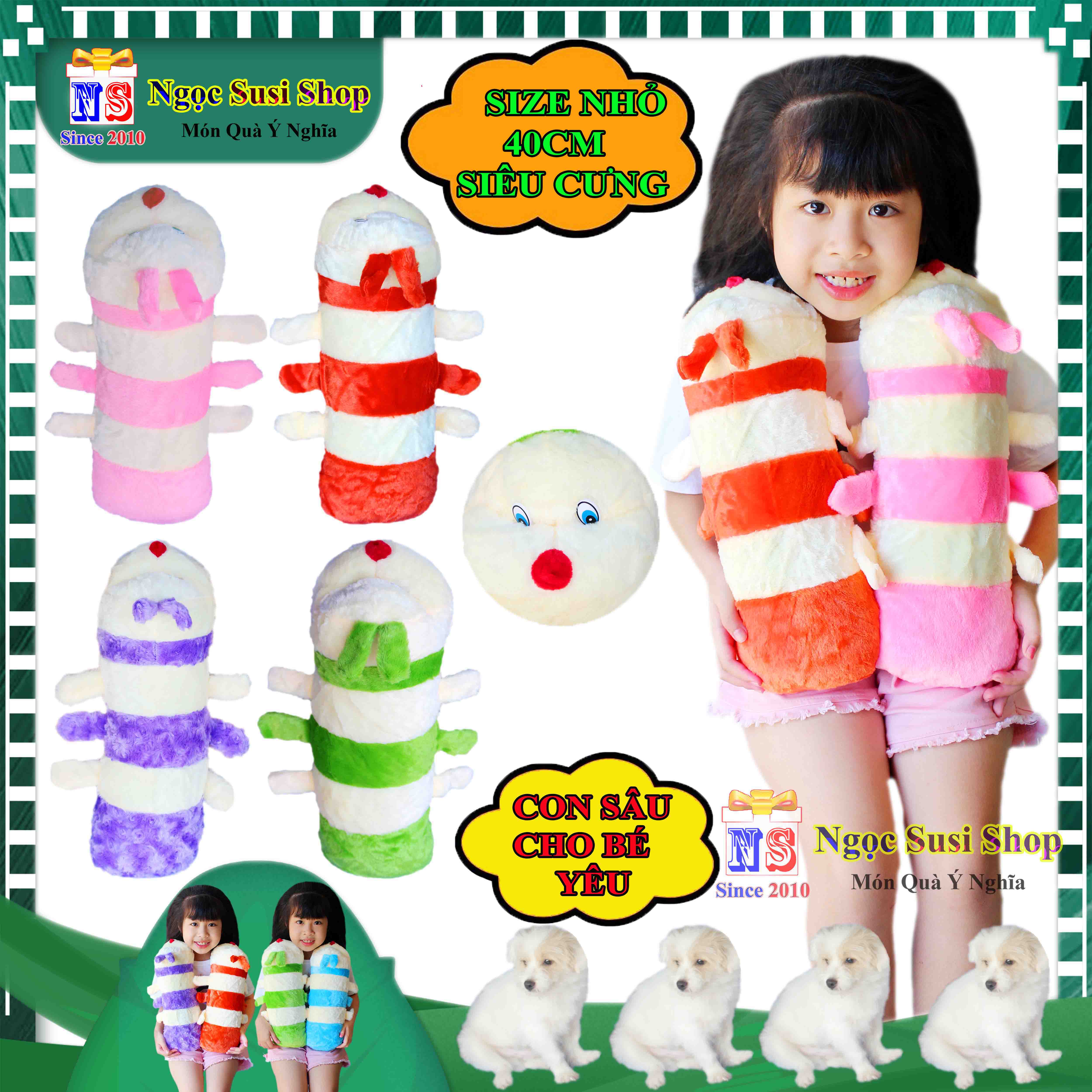 GỐI ÔM CON SÂU SIZE NHỎ CHO BÉ ÔM NGỦ SIÊU CƯNG - THÚ BÔNG HÌNH CON SÂU